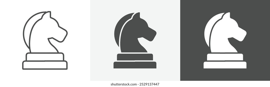 Schachritter Symbol Design in dünner Linie Vektorstil