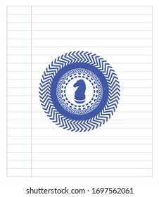 chess knight icon draw with pen effect. Blue ink. Vector Illustration. Detailed.