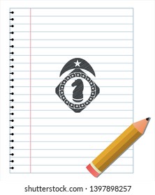 chess knight icon draw with pencil effect. Vector Illustration. Detailed.