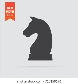 Chess knight icon in flat style isolated on grey background. For your design, logo. Vector illustration.