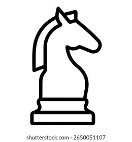 ícone de cavaleiro de xadrez plano fino esboço arte logotipo