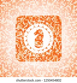chess knight icon inside abstract orange mosaic emblem