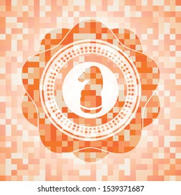 chess knight icon inside abstract orange mosaic emblem