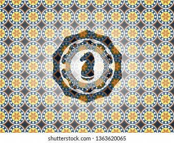 chess knight icon inside arabesque emblem. arabic decoration.