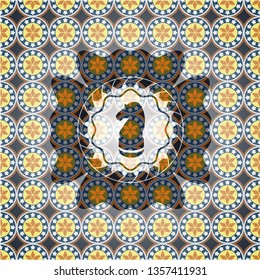 chess knight icon inside arabic emblem. Arabesque decoration.