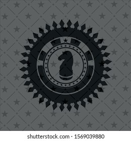 chess knight icon inside black emblem. Vintage.