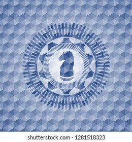 chess knight icon inside blue badge with geometric pattern.