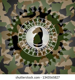 chess knight icon inside camo texture