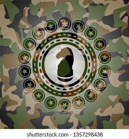 chess knight icon inside camo emblem
