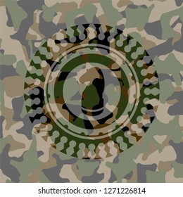 chess knight icon inside camouflage emblem