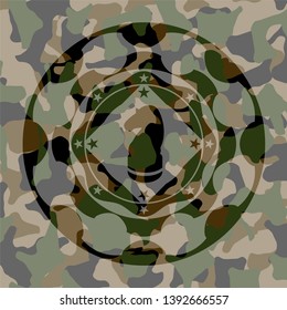 chess knight icon inside camouflage emblem