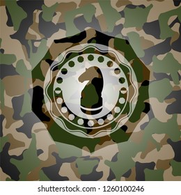 chess knight icon inside camouflaged emblem
