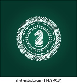 chess knight icon inside chalk emblem