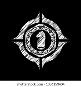 chess knight icon inside chalk emblem