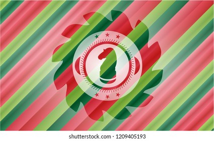 chess knight icon inside christmas badge background.