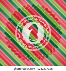 chess knight icon inside christmas colors style badge.