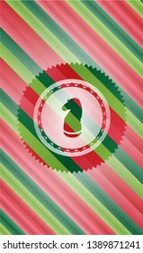 chess knight icon inside christmas colors emblem.