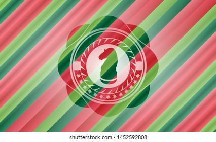 chess knight icon inside christmas colors style badge.