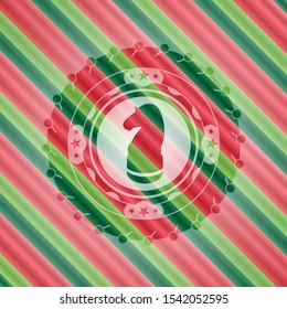 chess knight icon inside christmas badge background.