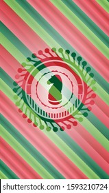 chess knight icon inside christmas colors style badge.