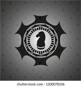 chess knight icon inside dark badge or emblem