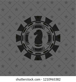 chess knight icon inside dark emblem