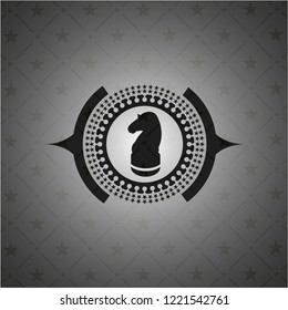 chess knight icon inside dark badge or emblem