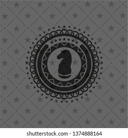chess knight icon inside dark badge or emblem