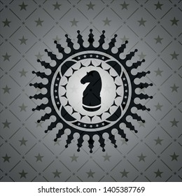 chess knight icon inside dark badge or emblem
