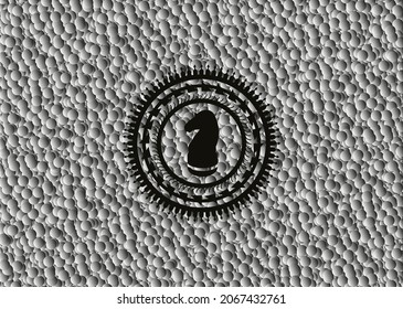 chess knight icon inside dark emblem with bubbles background. Retro. Vector Illustration. Detailed. 