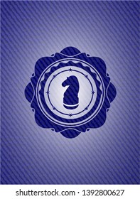 chess knight icon inside emblem with denim high quality background