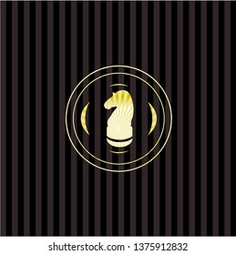 chess knight icon inside gold shiny emblem