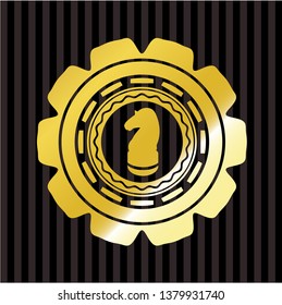chess knight icon inside gold shiny emblem