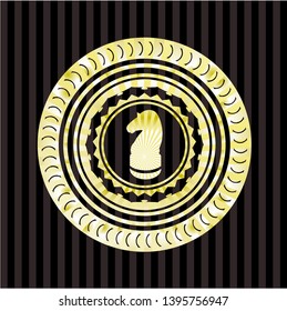 chess knight icon inside gold badge