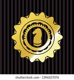 chess knight icon inside gold badge
