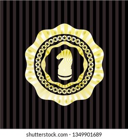 chess knight icon inside golden emblem or badge