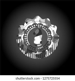 chess knight icon inside grey camouflage texture