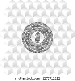 chess knight icon inside grey emblem. Retro with geometric cube white background