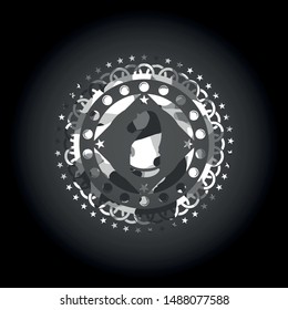 chess knight icon inside grey camouflaged emblem