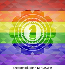 chess knight icon inside lgbt colors emblem 