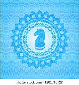 chess knight icon inside light blue water emblem.