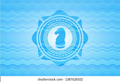 chess knight icon inside light blue water badge background.