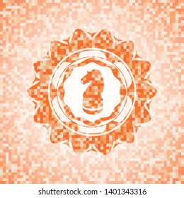 chess knight icon inside orange mosaic emblem with background