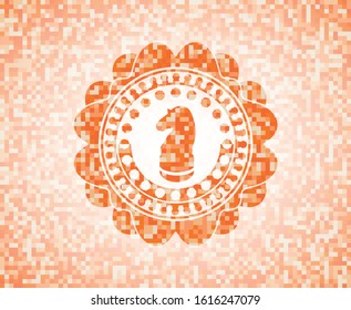 chess knight icon inside orange mosaic emblem