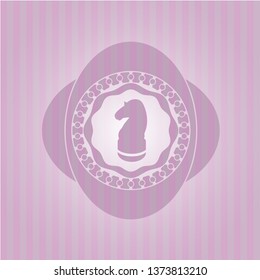 chess knight icon inside pink icon or emblem