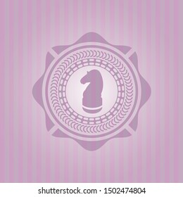 chess knight icon inside pink icon or emblem