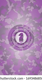 chess knight icon inside pink and purple camo texture