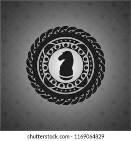 chess knight icon inside realistic black emblem