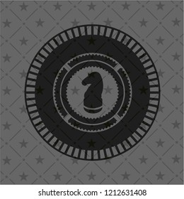 chess knight icon inside realistic black emblem