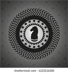 chess knight icon inside realistic black emblem